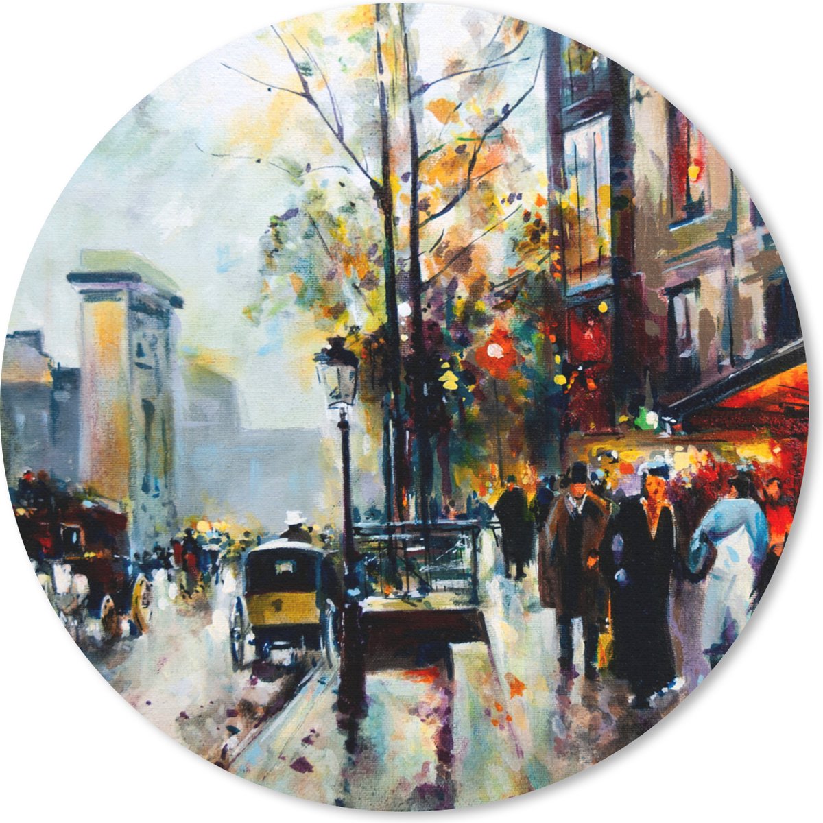 Muismat rond 40x40 cm - Mousepad Schilderij - Stad - Olieverf - Ronde muismatten