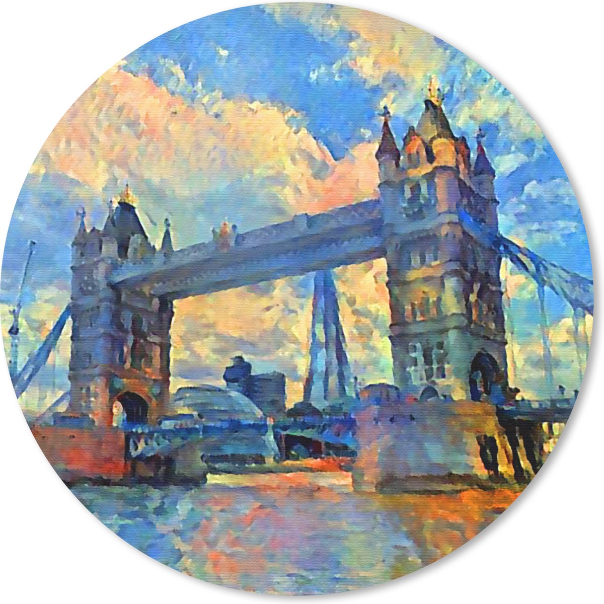 Muismat rond 30x30 cm - Mousepad Schilderij - Londen - Brug - Olieverf - Ronde muismatten