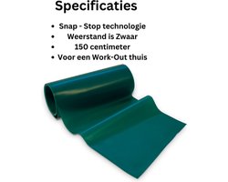 Groene Theraband Fitness elastiek van 150 cm - Weerstandsband - Oefenelastiek - Dynaband