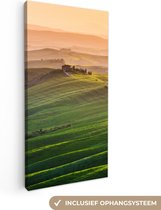 Canvas Schilderij Toscane - Landschap - Heuvels - 20x40 cm - Wanddecoratie