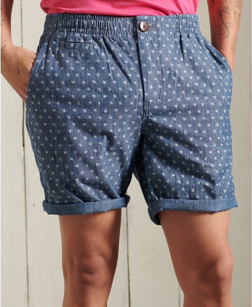 Superdry Sunscorched Chino Korte Broek Heren – S Indigo Texture