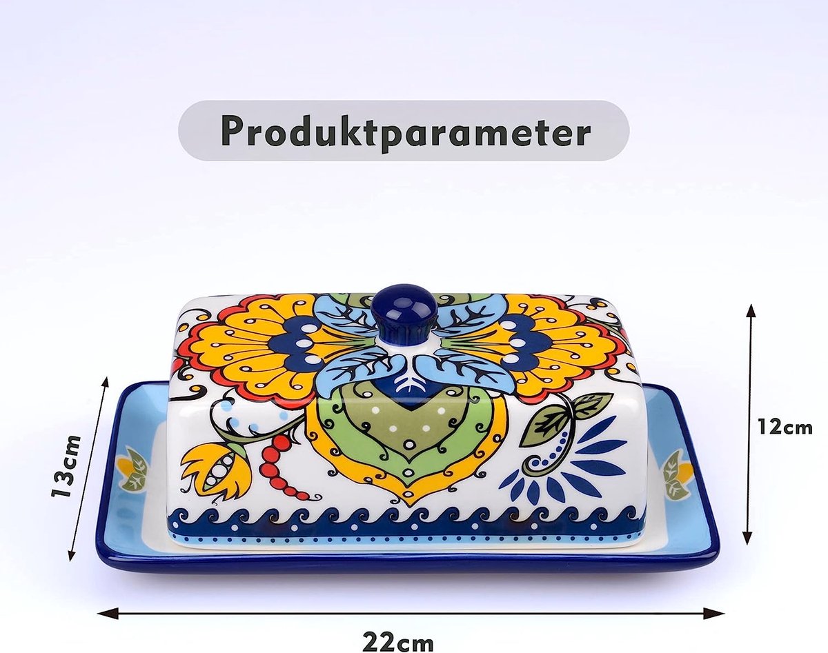 Vintage Crèmekleurige Botervloot met Rode Accenten – D'Antan