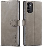 LC.IMEEKE Luxe Book Case - Geschikt voor Samsung Galaxy A14 Hoesje - Grijs