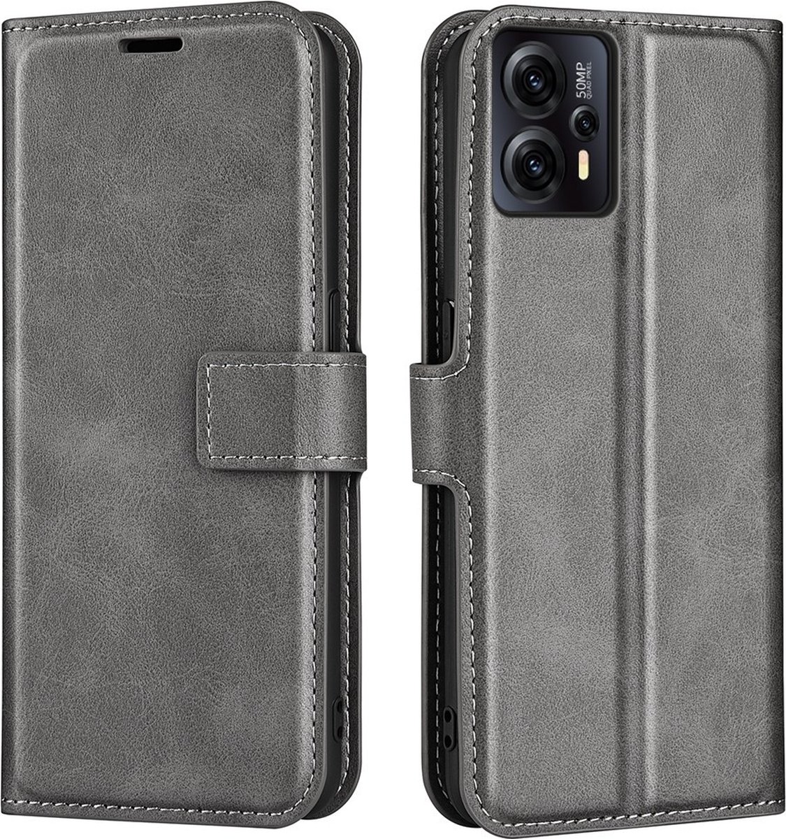 Coverup Hoesje - Geschikt voor Motorola Moto G13 Hoesje - Coverup Deluxe Book Case - Grijs