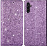 Coverup Glitter Book Case - geschikt voor de Samsung Galaxy A14 Hoesje - Paars