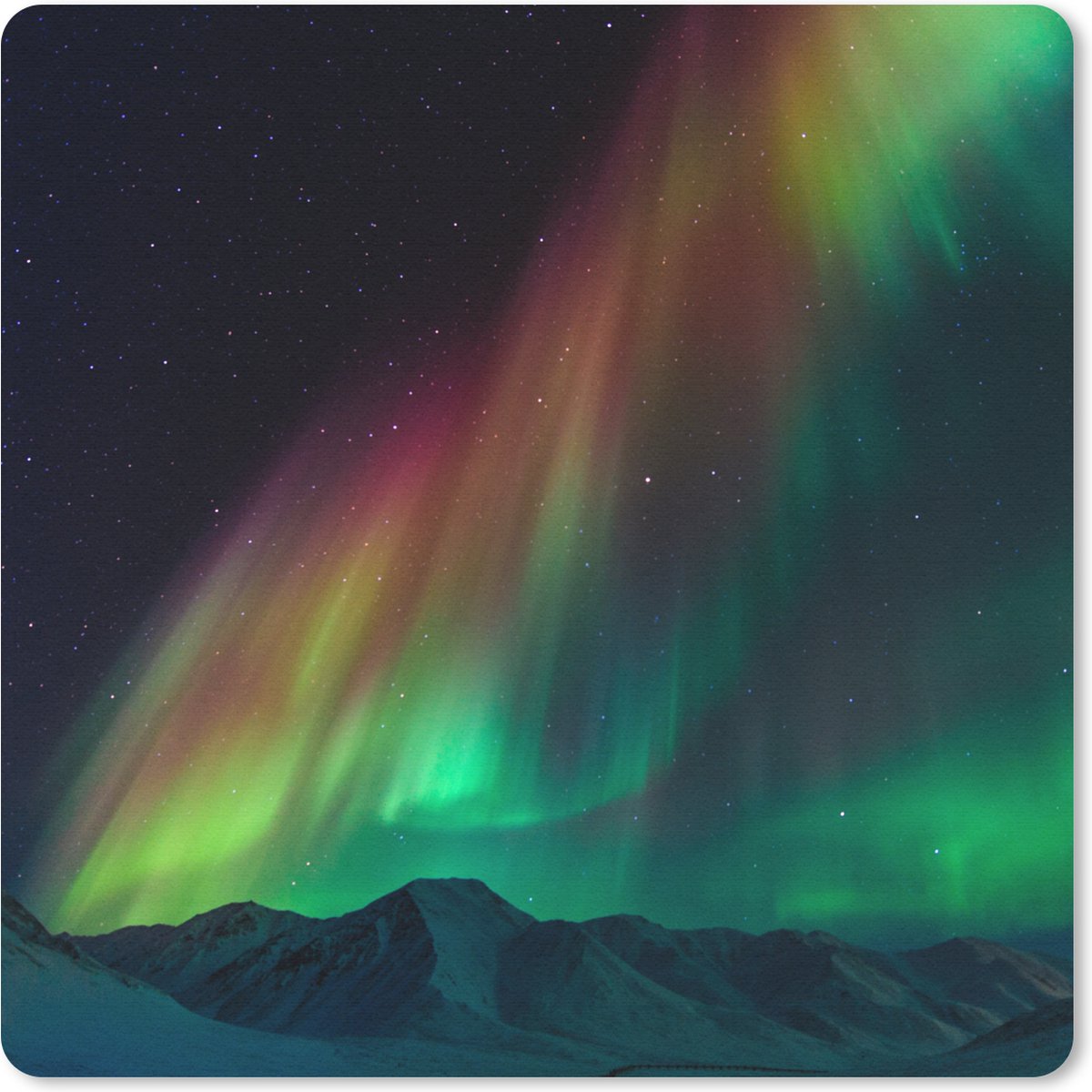 Muismat 30x30 cm - Mousepad Regenboog - Aurora - Sterrenhemel - Muismatten