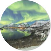 Muismat - Mousepad - Rond - Noorderlicht - Fjord - Noorwegen - 40x40 cm - Ronde muismat