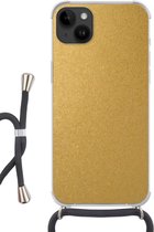 Geschikt voorApple Iphone 14 Plus - Crossbody Case - Goud - Metaal - Luxe - Design - Siliconen - Crossbody - Backcover met Koord - Telefoonhoesje met koord - Hoesje met touw