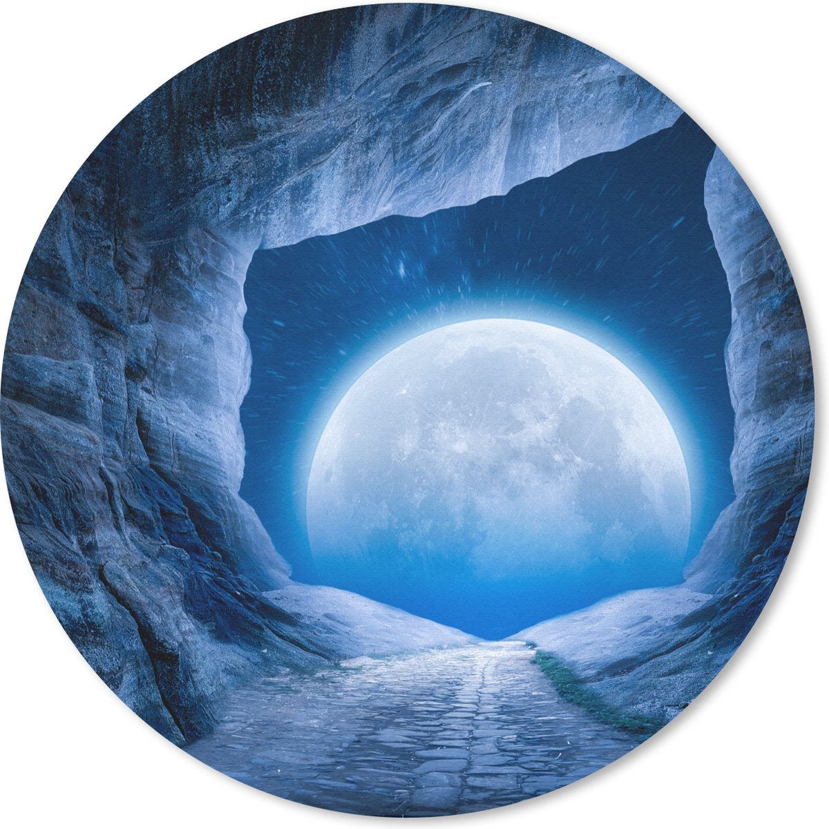 Muismat rond 30x30 cm - Mousepad Grot - Maan - Ruimte - Heelal - Blauw - Ronde muismatten