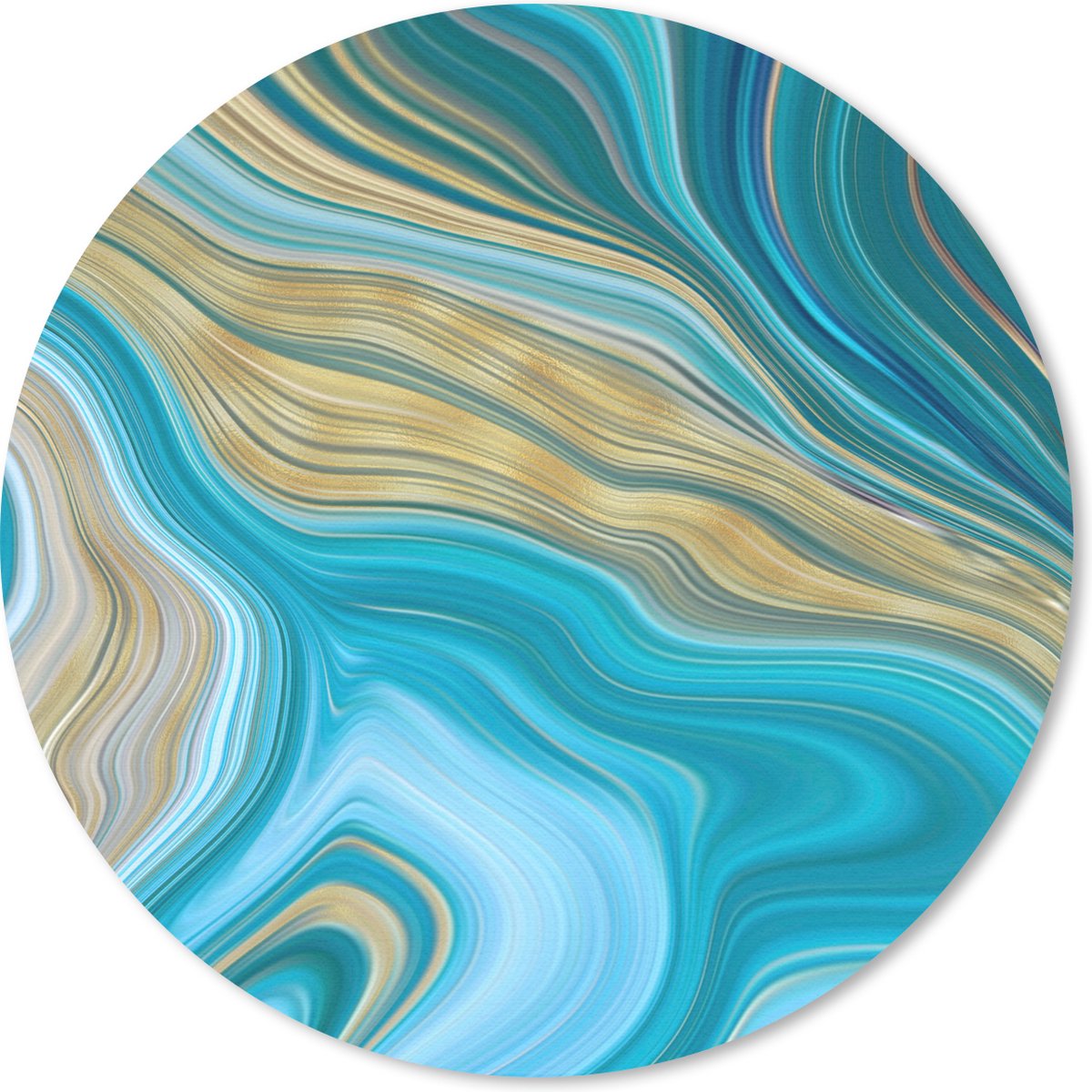 Muismat rond 40x40 cm - Mousepad Marmer - Golven - Goud - Patronen - Ronde muismatten
