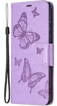 Samsung Galaxy A22 5G Hoesje - Coverup Vlinders Book Case - Paars