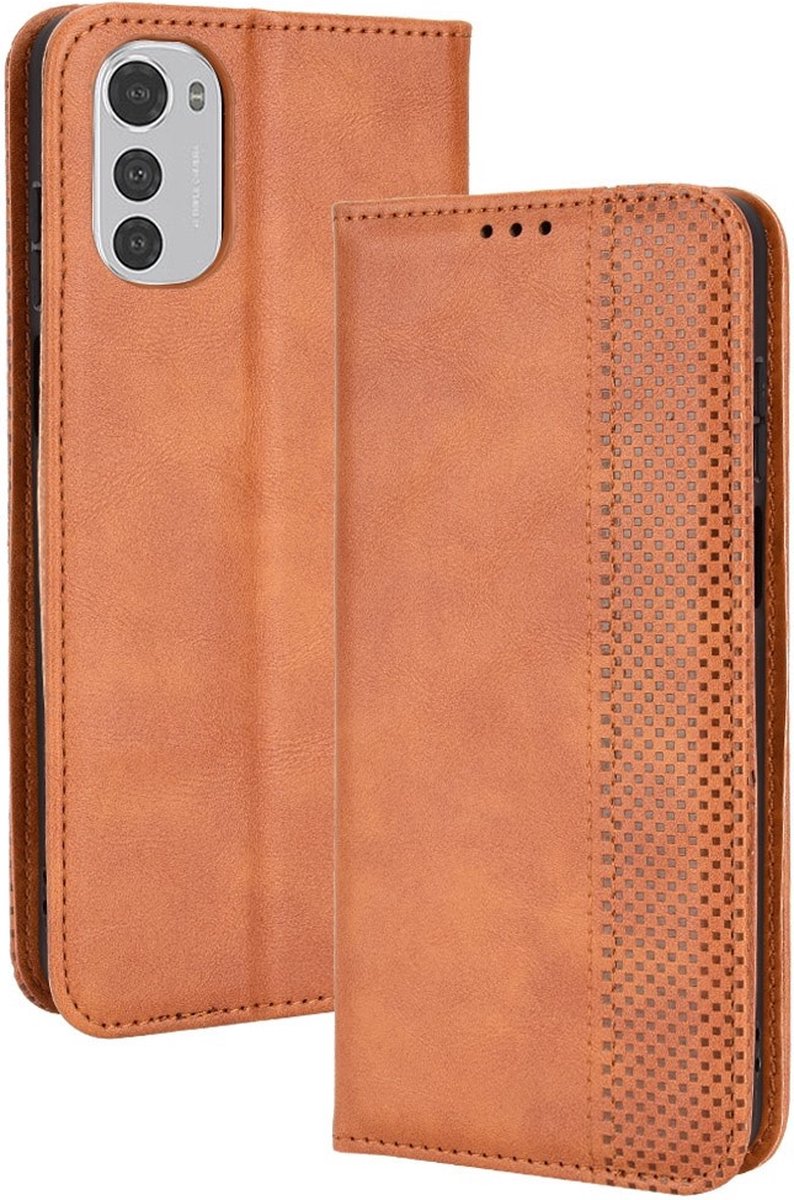Coverup Hoesje - Geschikt voor Motorola Moto E32(s) Hoesje - Coverup Vintage Style Book Case - Bruin