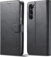 LC.IMEEKE Luxe Book Case - Geschikt voor Samsung Galaxy S23 Hoesje - Zwart