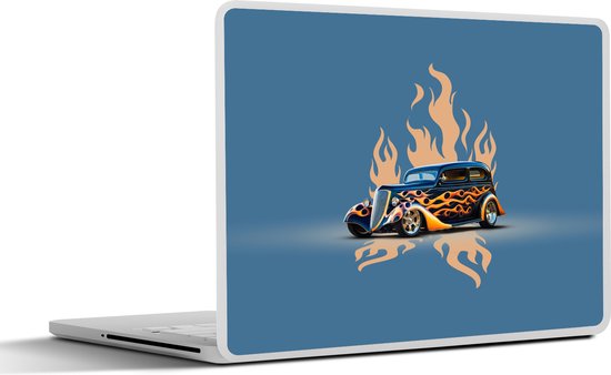 Laptop sticker - 17.3 inch - Auto - Vintage - Blauw - Vlammen - 40x30cm ...