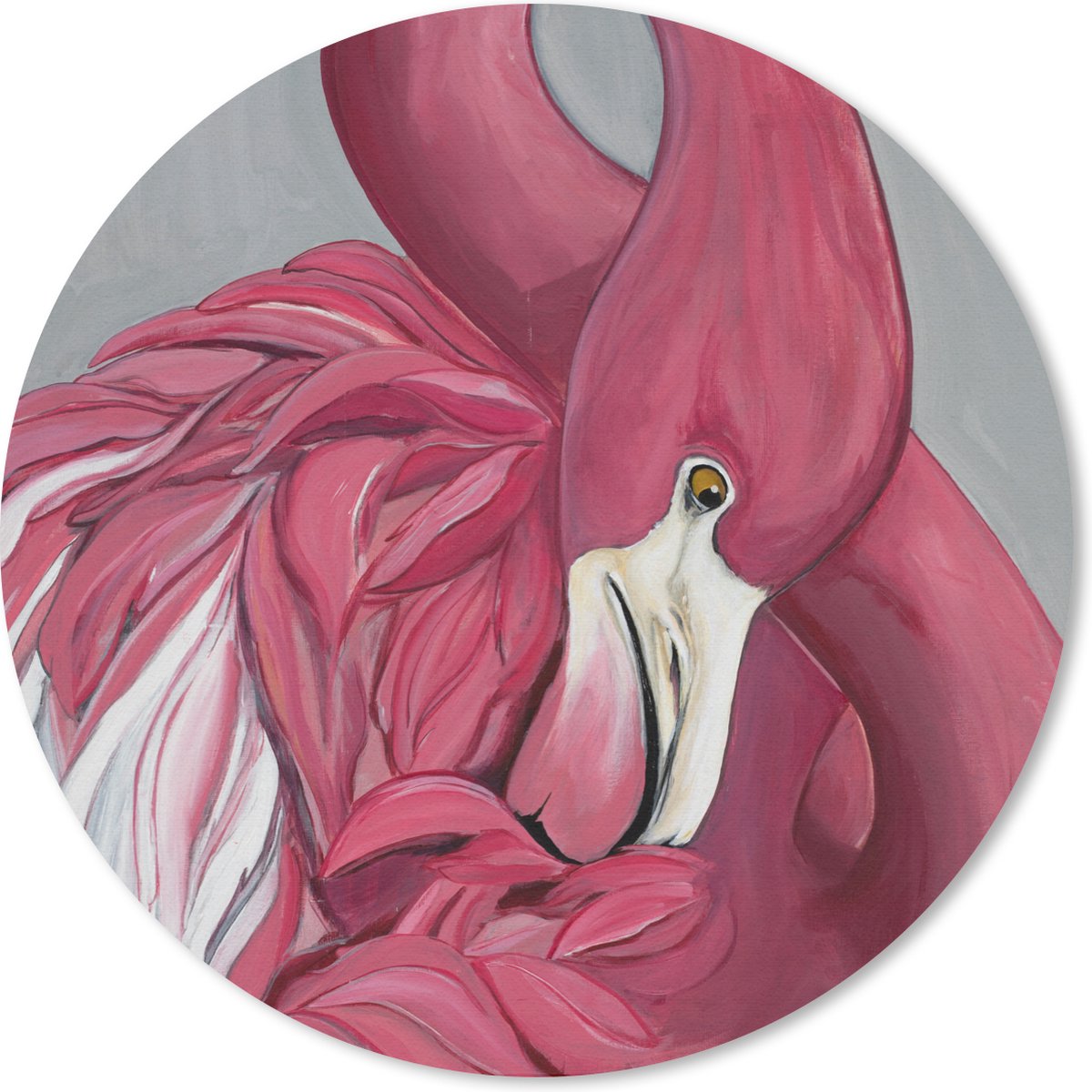Muismat rond 40x40 cm - Mousepad Flamingo - Roze - Vogel - Dieren - Ronde muismatten