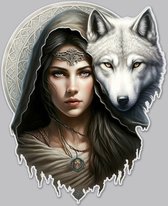 Wandbord Gothic Speciaal - Keltische Vrouw Met Wolf