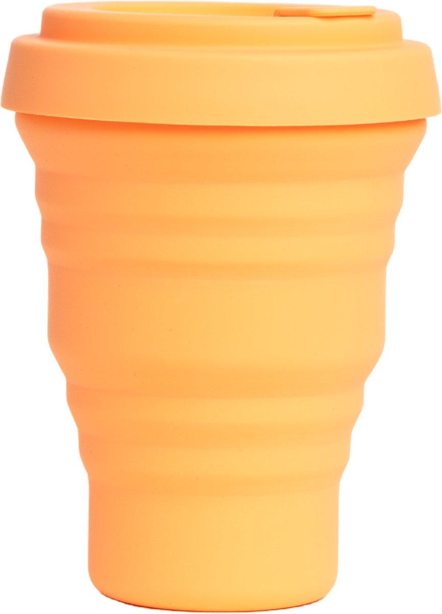 Griply to go - Opvouwbare siliconen koffiebeker - oranje - 450ml