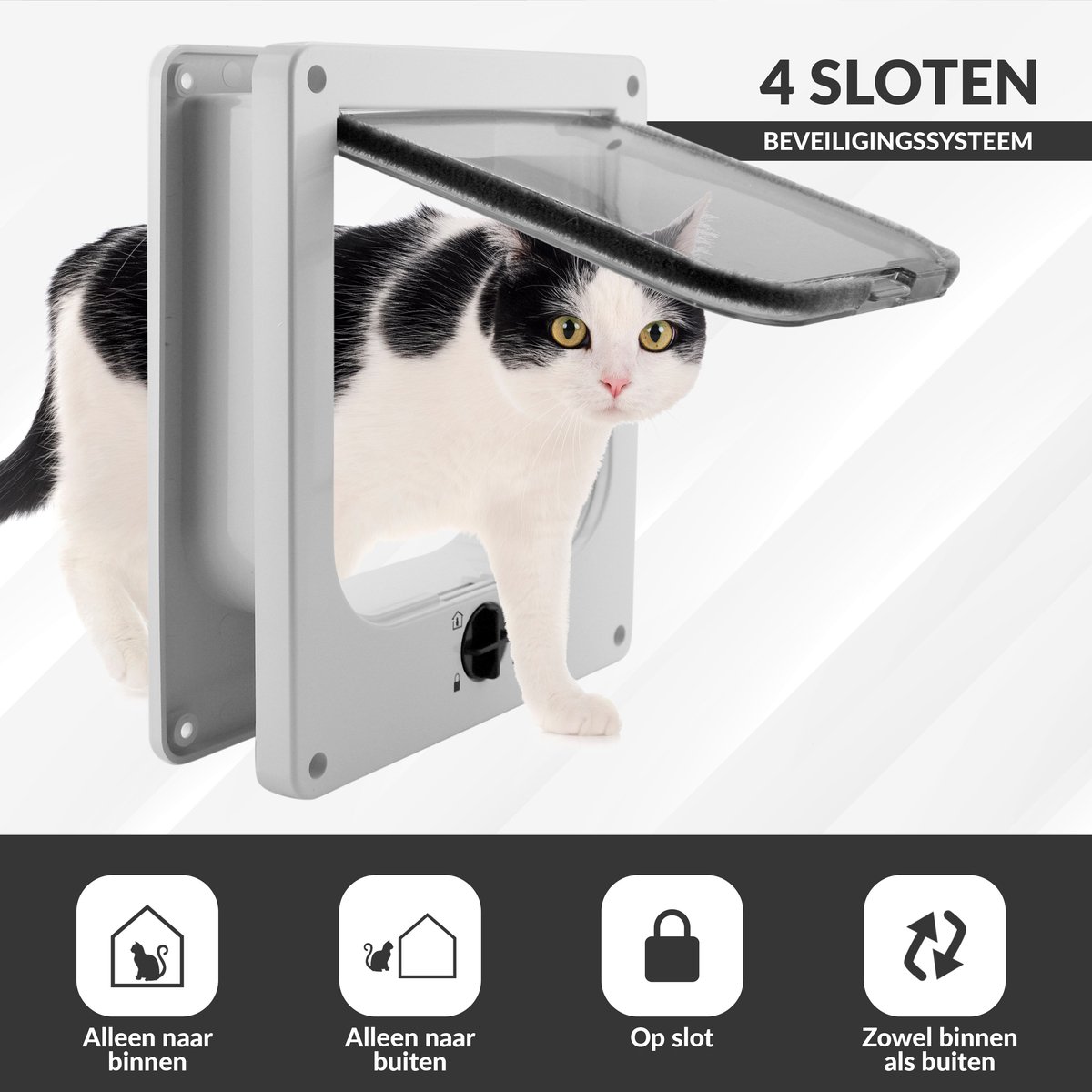 Lunspets – Kattenluik met Tunnel en Magnetische Sluiting – 23.5x27x5.5 cm - Waterdicht - Wit thumbnail 4