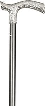Classic Canes Bijzondere wandelstok - Zwart - Houten handvat met verchroomd Fritz handvat - Lengte 77 - 102 cm - Aluminium - Heren en dames - Wandelstok verstelbaar - Uitschuifbare wandelstok