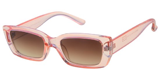 Zonnebril Modeljaar 2023 | Damesbril | Montuur transparant roze - Lens bruin
