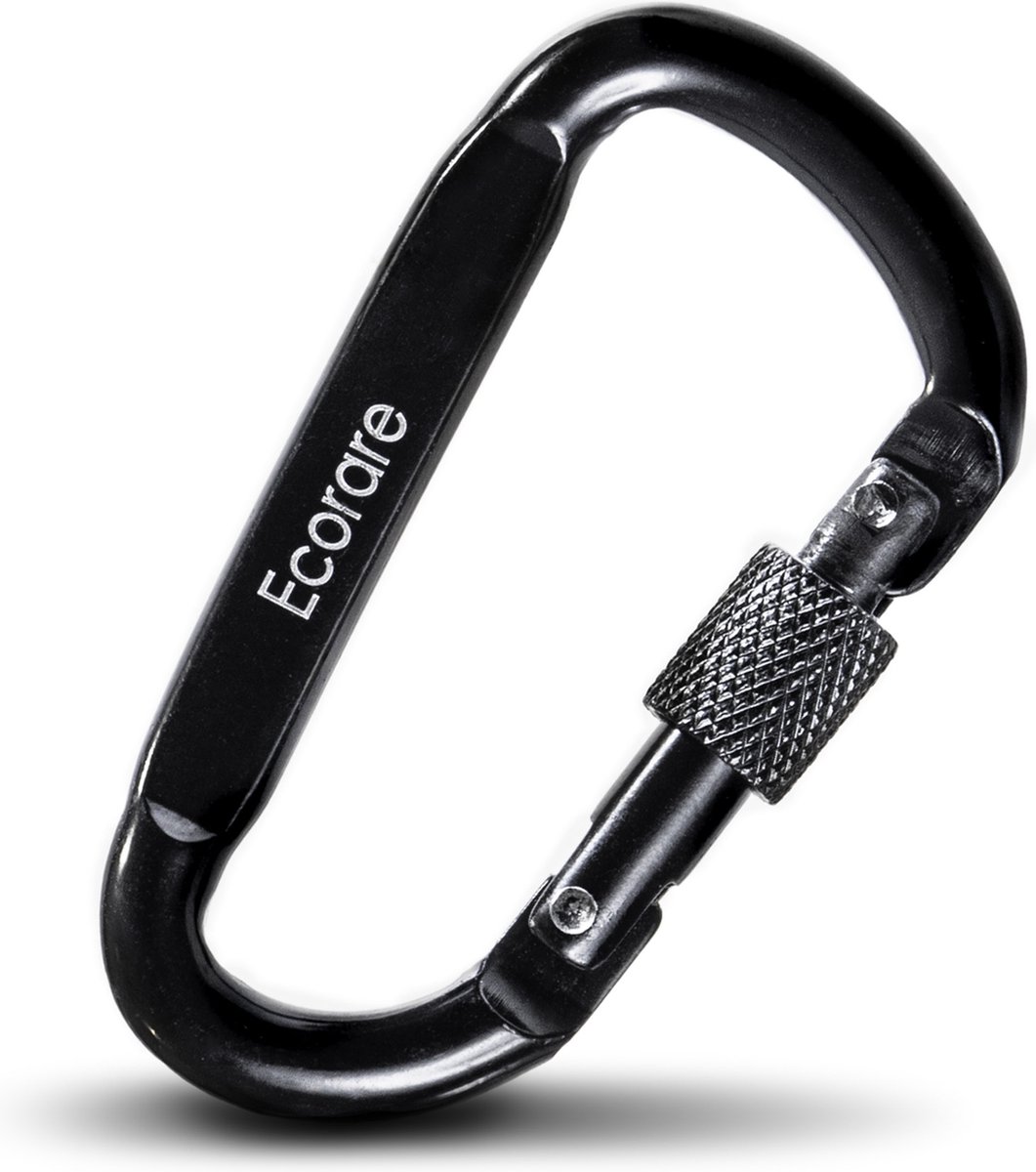 Karabiner 7 cm - 7 mm - Screw lock - Zwart - Carabiner - Karabijnhaak - Musketonhaak