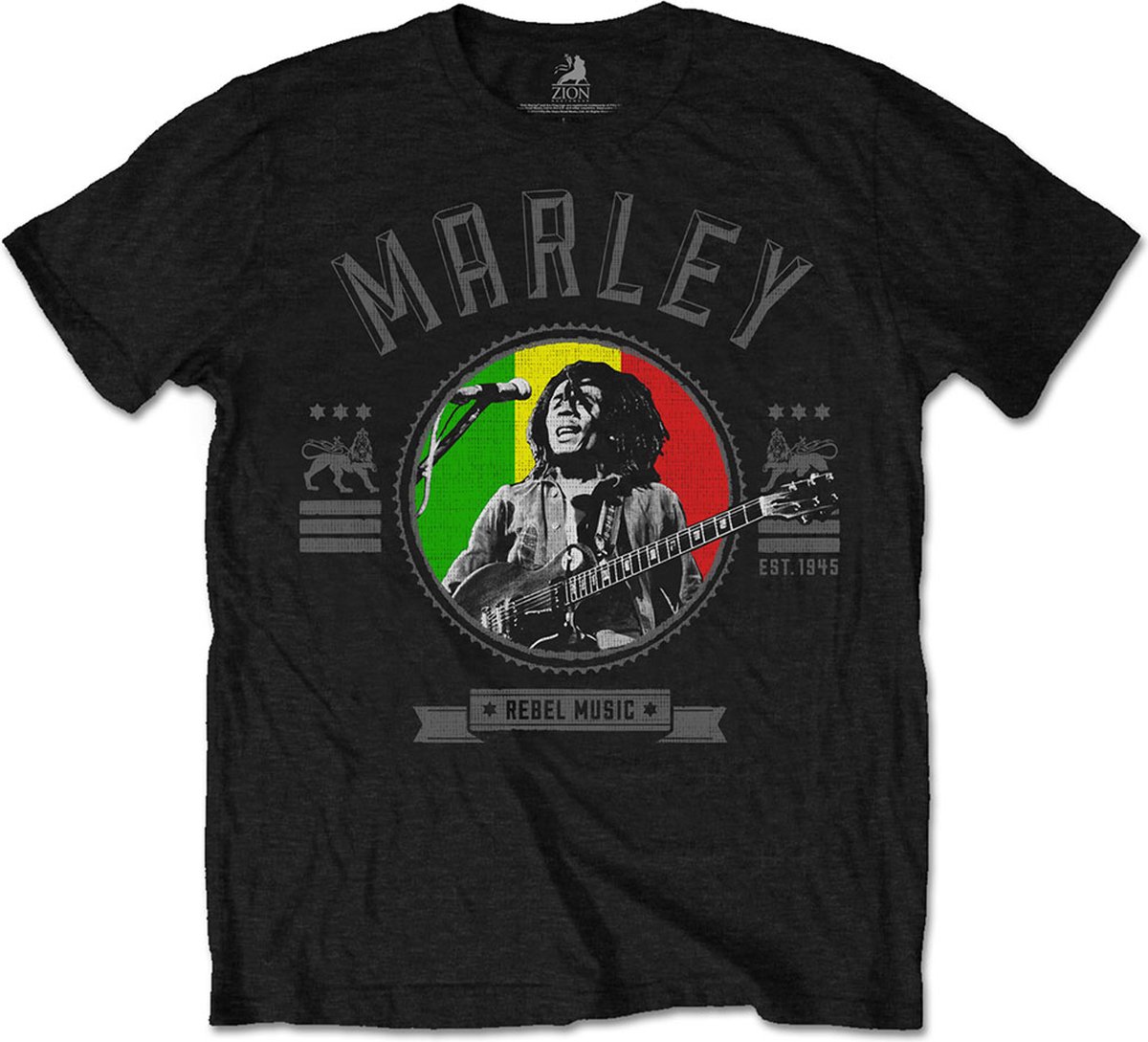 Bob Marley Rebel Music Heren T-shirt XL