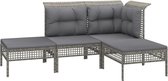 vidaXL - 4-delige - Loungeset - met - kussens - poly - rattan - grijs