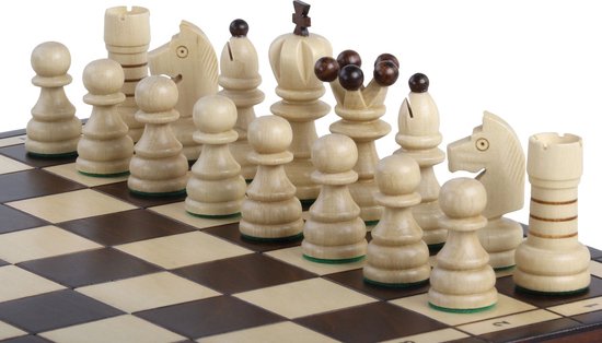 Thumbnail van een extra afbeelding van het spel Pearl Schaakset met Schaakbord en Schaakstukken - 42x42 en 9cm koning - Compleet Schaakspel - Schaken voor Volwassenen