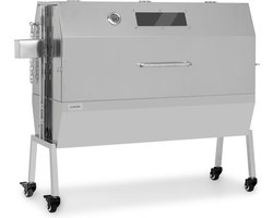 Klarstein Houtskoolgrill 2-in-1 draaispitgrill met motor, Grill met draaiend spit, Grote spitgrill voor speenvarken, Grill met kijkvenster, Spitgrill met roestvrijstalen rooster, Grote met vloerrollen - 57 cm - voor Tuin - Thermometer - RVS