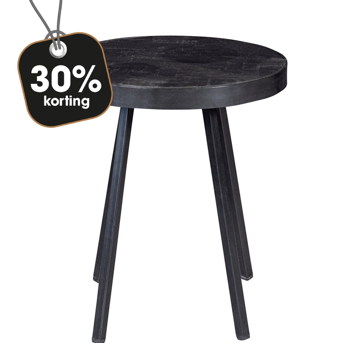 Mangohouten Salontafel Dayton 45 cm Mahom Industrieel - Kleine tafel van Mangohout & Metaal - Industriële Huiskamertafel