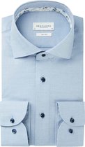 Profuomo slim fit heren overhemd - mouwlengte 72 cm - twill - blauw - Strijkvriendelijk - Boordmaat: 40