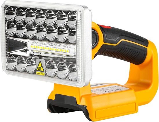 Lampe LED - Pour batteries d'outils DeWalt 14,4 V-18V-20V - Interface USB :  5V 2,1A 