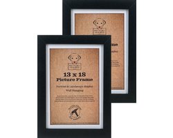 Set van 2 Fotolijsten Fotomaat 13x18 cm - MDF Hout- Zwart - Fotokader - Posterlijst