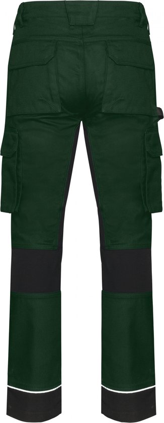 Coupe du monde. Pantalon de travail pour homme WK743, en tissu recyclé, conçu pour le Work - Vert forêt / Noir - 62 NL (56 FR)