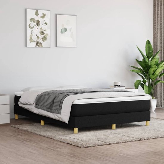vidaXL Cadre à sommier tapissier - Zwart - 203x140x25 cm - Matériau durable - pieds de support - sommier à lattes en contreplaqué - vidaXL - Lit