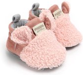Babyslofjes - Antislip – Fleece voering - Slofjes voor je baby, dreumes voor jongens en meisjes – 0-6 Maanden (11cm) - Roze