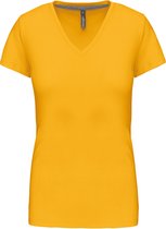 T-shirt Dames S Kariban V-hals Korte mouw Yellow 100% Katoen