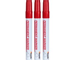 KWB markeerstift - Permanent marker - Watervast - Rood - 3 stuks