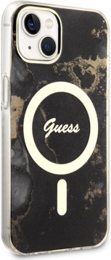 Coque Arrière Guess Golden Marble MagSafe Compatible - Apple iPhone 14 Plus (6.7") - Zwart