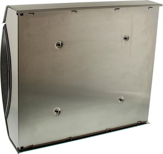 Burg-Wächter Bavaria B 1000 Stainless Steel Letterbox with Folding Rain Roof and Newspaper Box, A4 Roll-In Format, EU Standard EN 13724, Stainless Steel