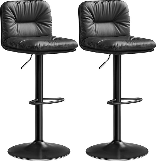 Set van 2 barstoelen ROTTERDAM II Kunstleer draaibaar Zwart