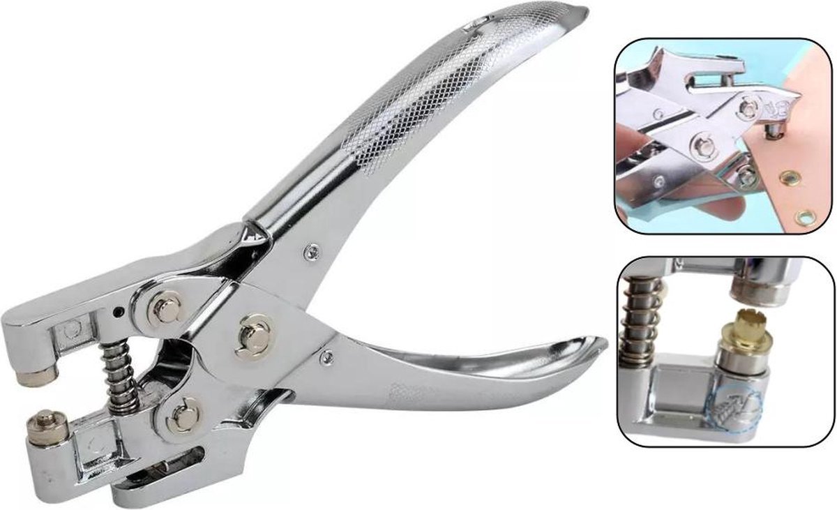 PD® - Professionele Oogjestang - Zeilringtang - Ponstang- Gatentang - incl 100 oogjes 4,5mm - zilver