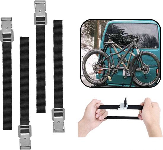 PD® Sangle de serrage pour vélo - 4 pièces - Sangles de vélo - Boucle en  métal 