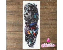 GetGlitterBaby® - Tattoo Sleeve / Tijdelijke Henna Plak Tattoos / Nep Tatoeage voor Volwassenen / Fake Temporary Tattoo - Tijger / Tiger