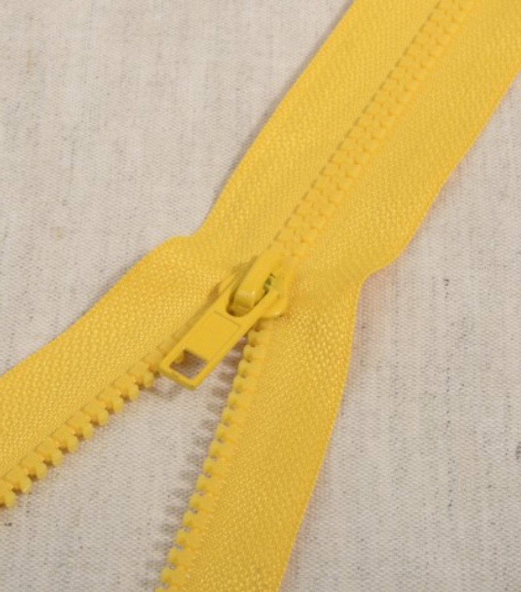 Deelbare rits 55cm maïs geel - polyester stevige rits met bloktandjes