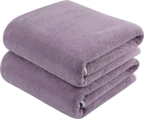 Microvezel badhanddoek groot XXL 76 cm x 152 cm 2 stuks badhanddoeken sneldrogend & pluisvrij badhanddoeken saunahanddoeken zacht en absorberend douchehanddoek paars