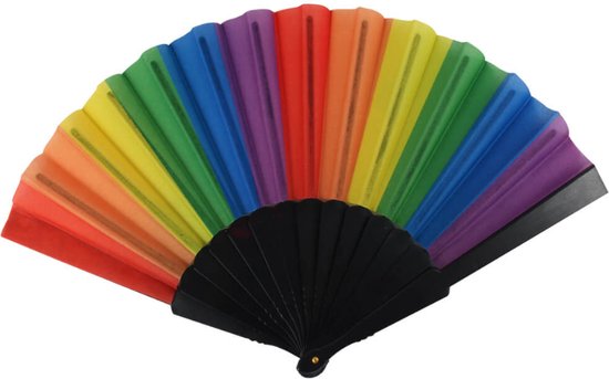 Regenboog Waaier - Pride Waaier - Vouwventilator - Rainbow Windwaaier - Gekleurde Handwaaier - Festival - Spaanse Waaier