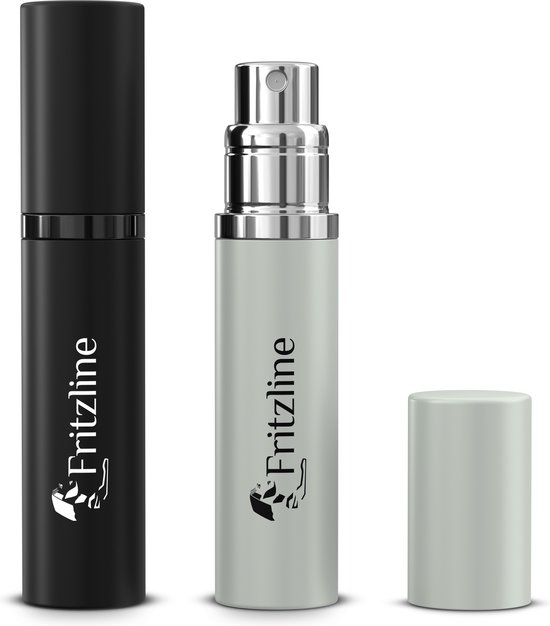 Foto: Fritzline set van 2 luxe navulbare parfumflesjes parfum flesje navulbaar verstuiver flesjes leeg reisflesje mini parfumverstuiver zilver zwart