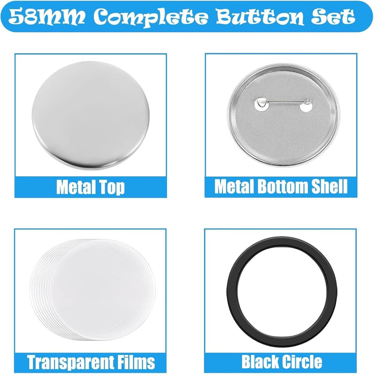 E-Ambar - Set Van 100 Blanco Doe-het-zelf Pin Badges Kit Voor Handwerk Souvenirs Met Medaille Knop Pin Vormen