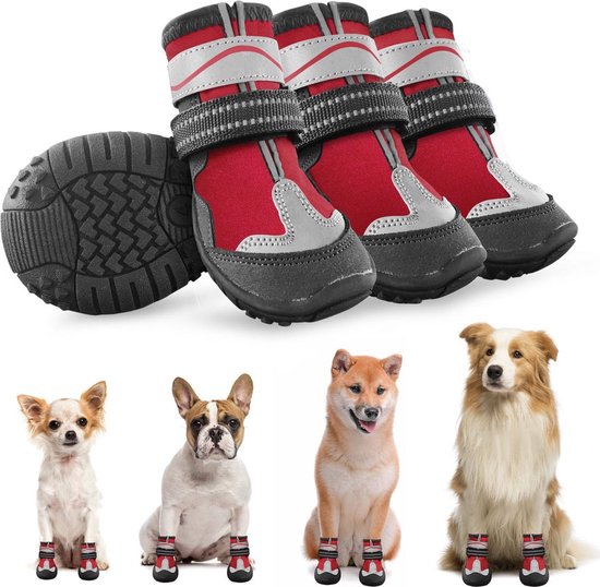 Havenfly Beschermende Hondenlaarzen, Ademende Hondenschoenen met Reflecterende Riemen en Antislipzool (4pcs-size2